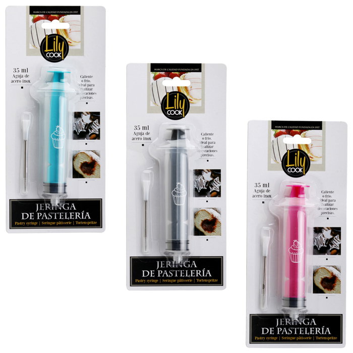 Lily Cook Jeringa Rellenar 35 Ml con Aguja Acero Inoxidable para Repostería y Cocina 20,5 cm