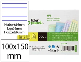 Liderpapel Tarjetas de Estudio Flashcards Rayadas Colores Pastel 170g