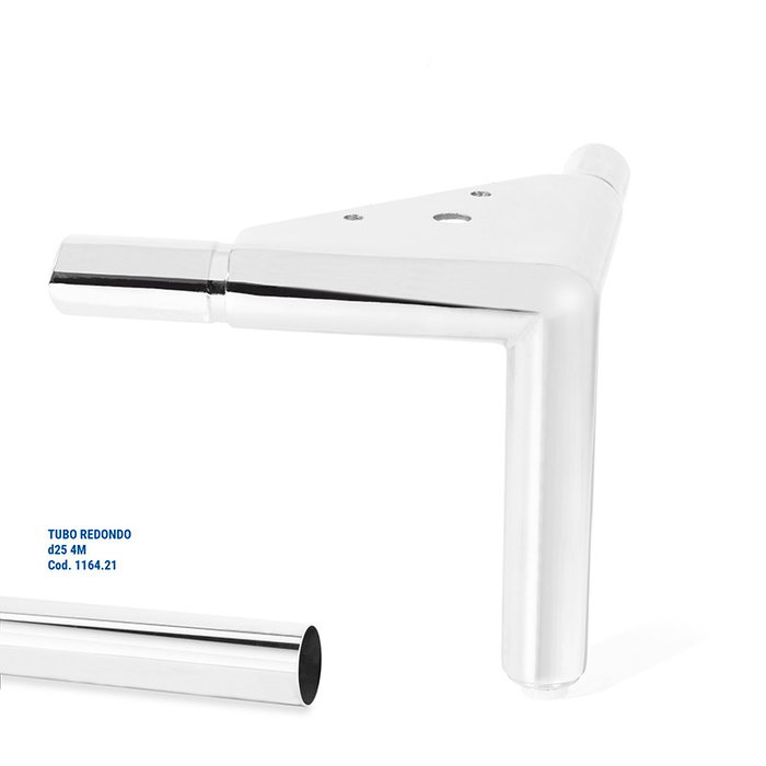 Q&Q Pata Aluminio Teos H130 Ø25 para Sofás y Muebles, Acabados Cromo y Negro