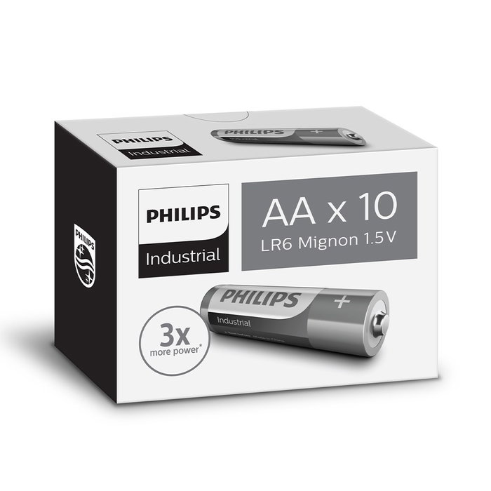 Philips Pila alcalina industrial AA - LR06 1,5 V, caja de 10 unidades Philips Pila alcalina industrial AA - LR06 1,5 V, caja de 10 unidades
