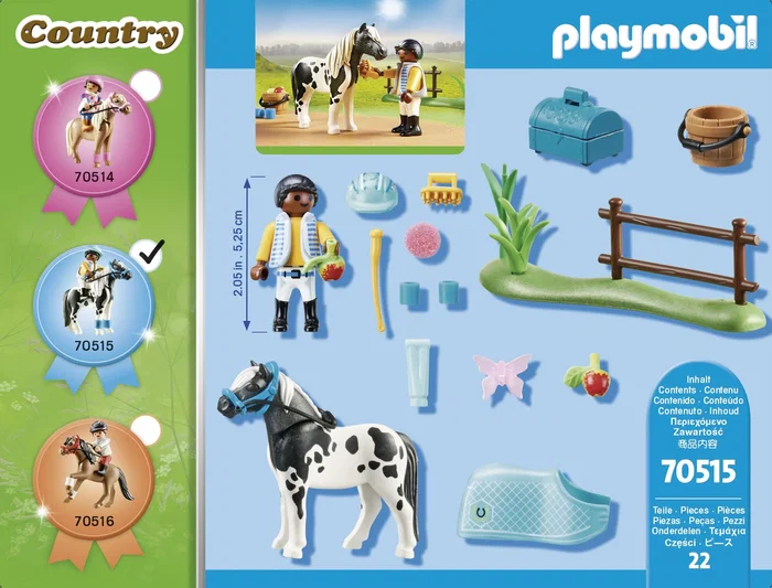 Playmobil 70515 Set de Figuritas Country Collectible con Pony Lewitzer, Juguete para Niños a partir de 4 años, Multicolor, Plástico, 358 Piezas
