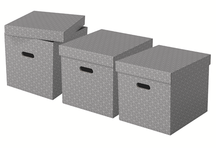 Esselte Pack de 3 Cajas de Almacenamiento de Cartón Gris 365x320x315 mm Esselte Pack de 3 Cajas de Almacenamiento de Cartón Gris 365x320x315 mm