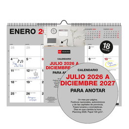 Calendario (2026-27) Miquelrius 18 Meses Pared Mensual Basic Para Escribir A3 420X297