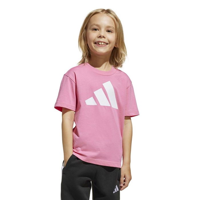 Camiseta de Manga Corta Infantil Adidas Essentials Big Logo Blanco Rosa