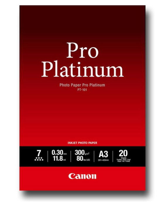 Canon Papel Fotográfico PT-101 Pro Platinum A3 300g/m2 - 20 Hojas