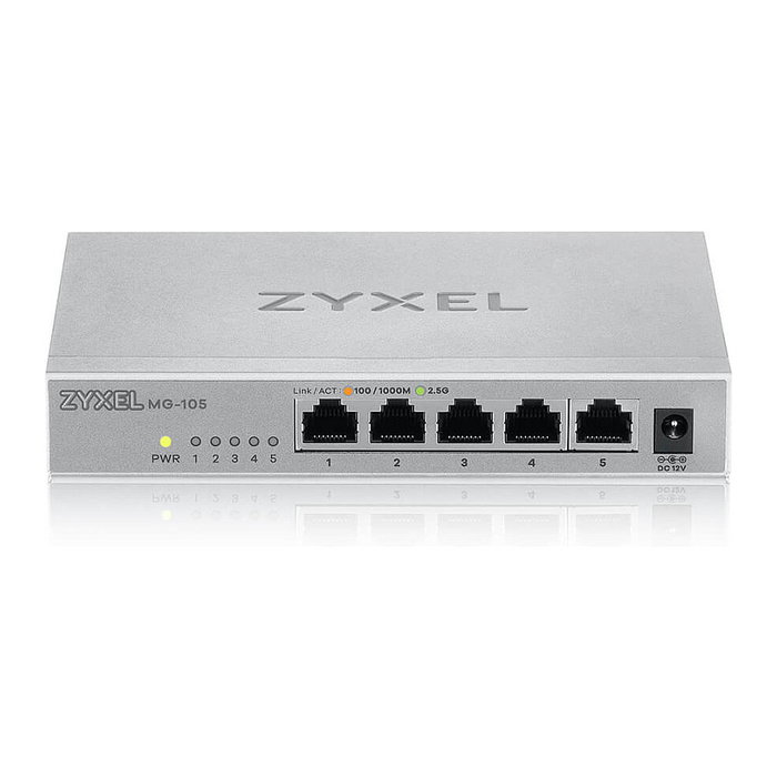 Zyxel XMG-105 Switch 5 Puertos No Administrado 2.5G MultiGig Ethernet 10/2.5G Base-T 25 Gb/s Gris Metálico Zyxel XMG-105 Switch 5 Puertos No Administrado 2.5G MultiGig Ethernet 10/2.5G Base-T 25 Gb/s Gris Metálico