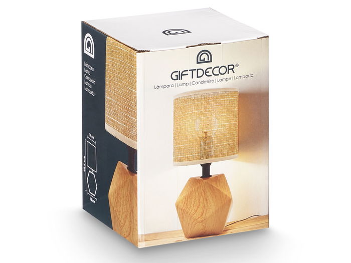 Lampara Sobremesa Efecto Madera Prisma Giftdecor 14x19x14 cm (Set de 12)