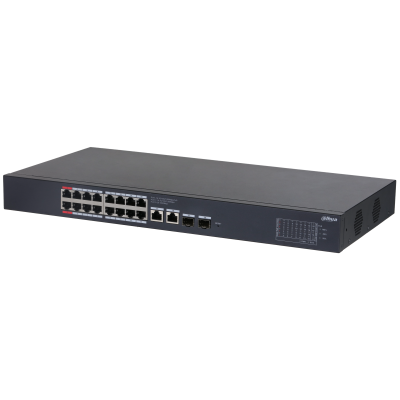 Dahua CS4220-16GT-240 Switch PoE 16 Puertos Gigabit 2 Puertos Uplink RJ45 2 SFP 240W Gestionable Cloud L2