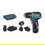 Bosch Taladro Atornillador GSR 12V-35 FC 12V Negro/Azul/Rojo, Sin Escobillas, 2 Velocidades, 35 Nm, 1750 RPM, Incluye 2 Baterías de 3 Ah y Cargador
