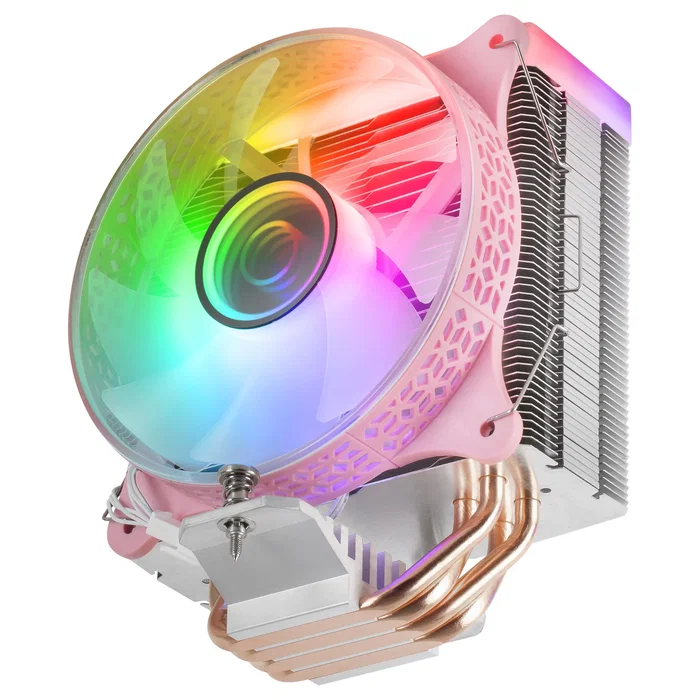 Mars Gaming MCPU-VR Disipador de CPU con Refrigeración por Aire 12cm Doble Espejo Infinito ARGB Rosa - Compatible con Intel y AMD (TDP 180W)