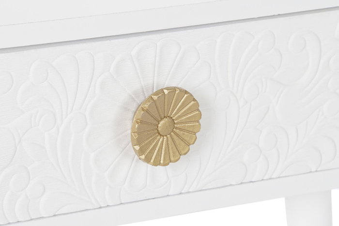 DKD Home Decor Mesa de Centro Mandala Blanco y Dorado