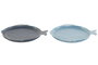 DKD Home Decor Plato de Porcelana Loving Home Peces Surtido de 2 Piezas en Colores Azul y Azul Celeste