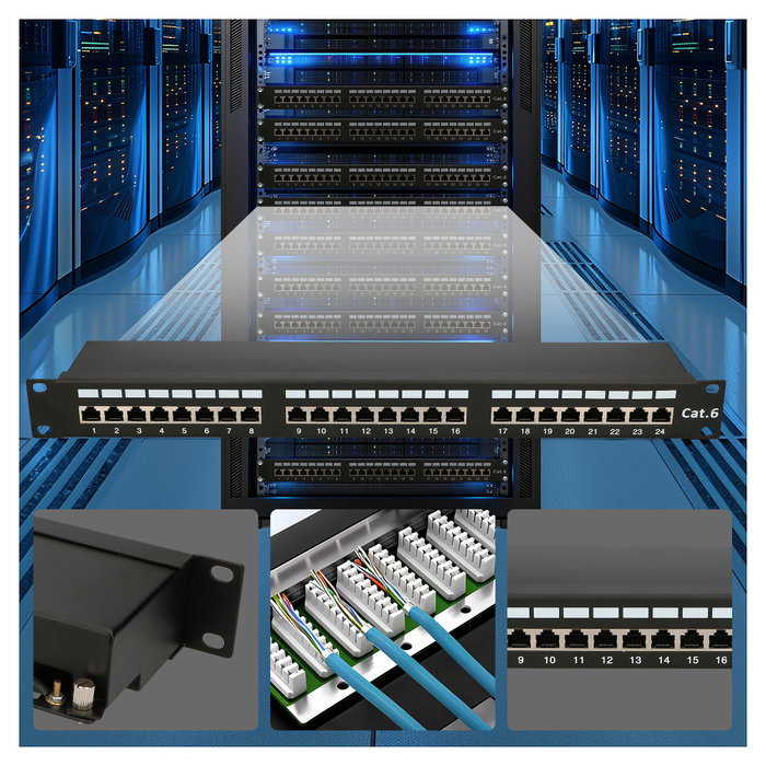 Extralink Patchpanel CAT6 STP V2 de 24 Puertos Negro