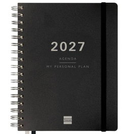 Finocam Agenda Tempus Espiral 16 Meses 2026-2027 Negro
