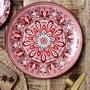 Home Deco Factory Plato Jaipur Rojo Porcelana Diámetro 26 cm