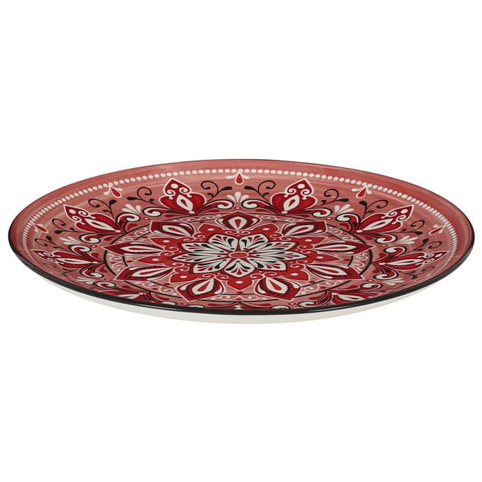 Home Deco Factory Plato Jaipur Rojo Porcelana Diámetro 26 cm