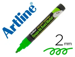 Artline EPD-4 Rotulador para Pizarra, Punta Redonda 2 mm, Color Verde Fluorescente, Tinta Opaca, Borrable