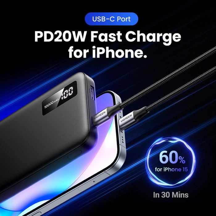 UGREEN Powerbank 25742 de 10000 mAh Negro