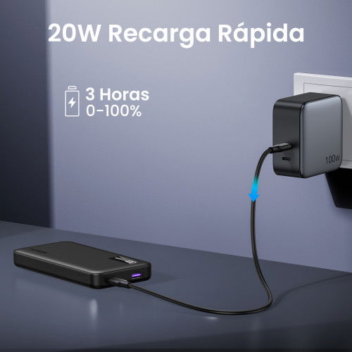 UGREEN UG25742 Batería Externa Power Bank Ión de Litio 10000 mAh Carga Rápida Negro
