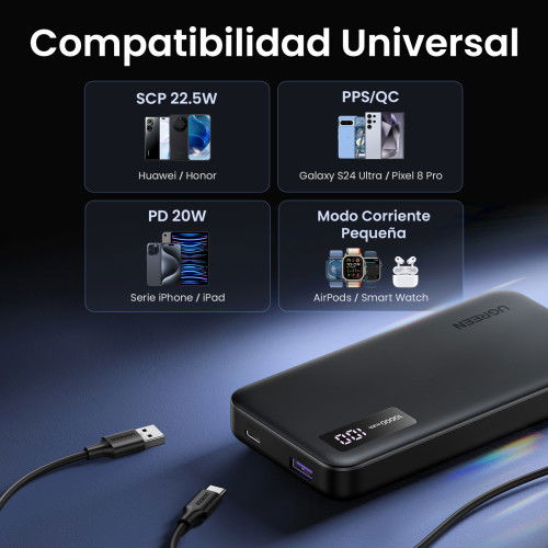 UGREEN UG25742 Batería Externa Power Bank Ión de Litio 10000 mAh Carga Rápida Negro