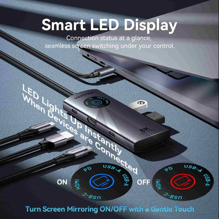Vention Docking Station 8K 5 en 1 USB-C Gris TQXHB Vention Docking Station 8K 5 en 1 USB-C Gris TQXHB