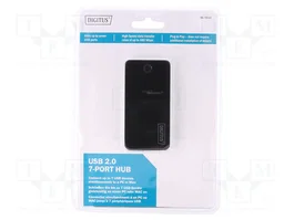 DIGITUS Hub USB 2.0 de 7 puertos, negro y plateado, DA-70222