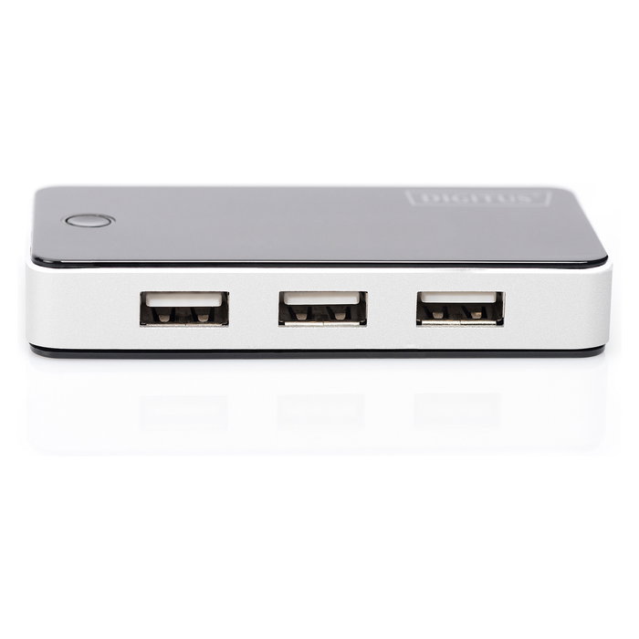 Digitus Concentrador USB 2.0 de 7 Puertos, Negro y Plata, 480 Mbit/s