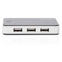 Digitus Concentrador USB 2.0 de 7 Puertos, Negro y Plata, 480 Mbit/s