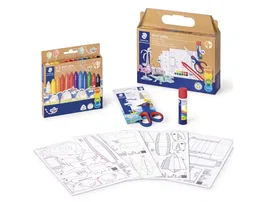 Staedtler Set de Dibujo Noris Jumbo Mixto con Crayones, Pegamento y Tijeras para Figuras de Papel, 18 Piezas