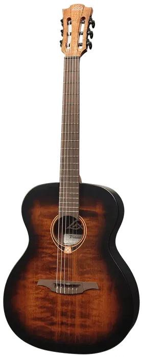LAG Guitarra Acústica Nylon Auditorium Black & Brown Satinada Abeto Engelmann Macizo
