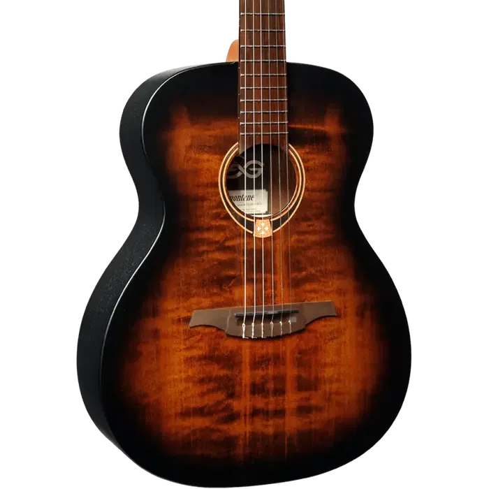 LAG Guitarra Acústica Nylon Auditorium Black & Brown Satinada Abeto Engelmann Macizo