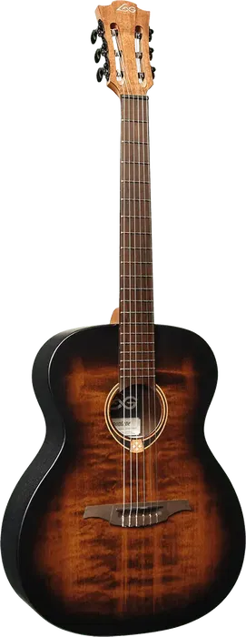 LAG Guitarra Acústica Nylon Auditorium Black & Brown Satinada Abeto Engelmann Macizo