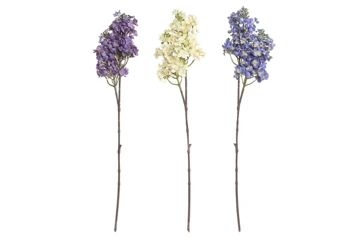 DKD Home Decor Flor Blanco Azul Lila 15 x 64 x 15 cm (12 Unidades) Tacto Real Seda PE