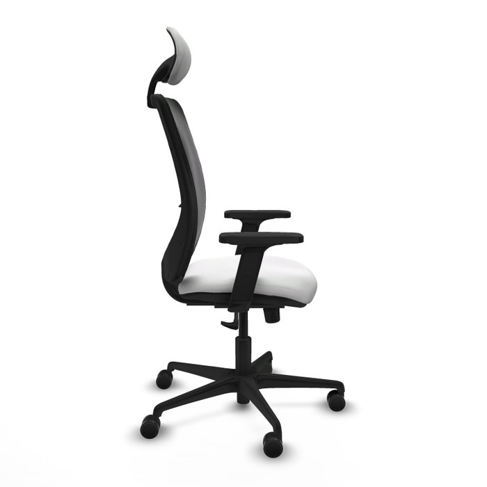 PIQUERAS Y CRESPO Silla de oficina Zulema con mecanismo Sincro, Tela Blanca y Malla Negra, Brazos 2D y Cabecero Fijo PIQUERAS Y CRESPO Silla de oficina Zulema con mecanismo Sincro, Tela Blanca y Malla Negra, Brazos 2D y Cabecero Fijo