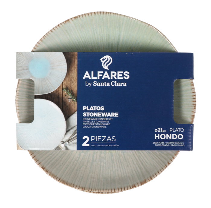 Alfares Pack de 4 Platos Hondos Mediterráneo 21cm