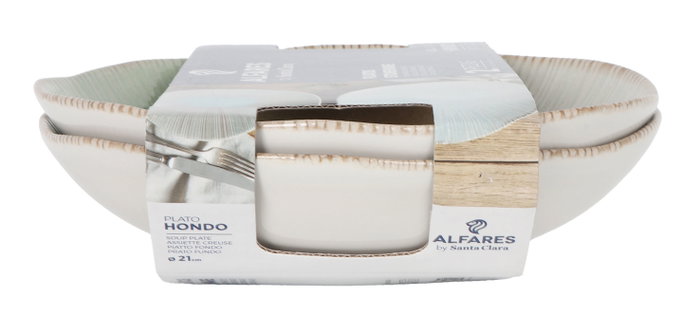 Alfares Pack de 4 Platos Hondos Mediterráneo 21cm