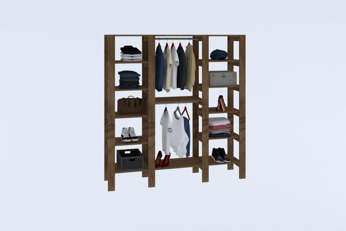 Hanah Home Armario City - Walnut 161.4x180x33.6cm Nogal Melamina Tablero de Partículas 18mm