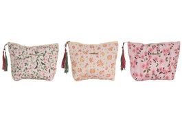 DKD Home Decor Surtido de 3 Neceseres de Flores Primavera 21x5x15 cm
