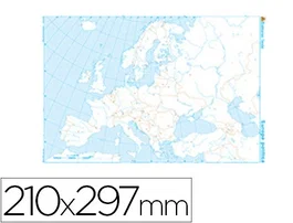 Teide Mapa mudo Europa político B/N A4