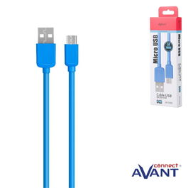 AVANT CONNECT Cable de Carga Avant Micro USB a USB 1 Metro 2A Azul, Cable de Datos y Carga Rápida para Smartphone, Tablet y Más