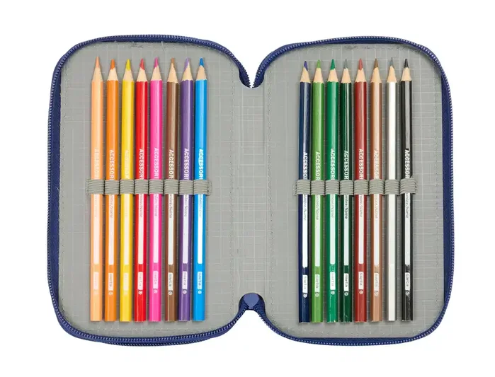 Safta Estuche Escolar Triple F.C. Barcelona Navy Blue 37 Pcs