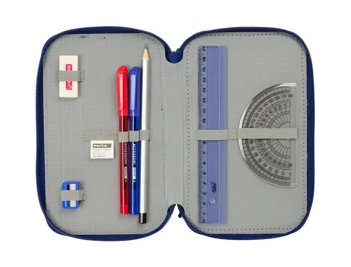 Safta Estuche Escolar Triple F.C. Barcelona Navy Blue 37 Pcs
