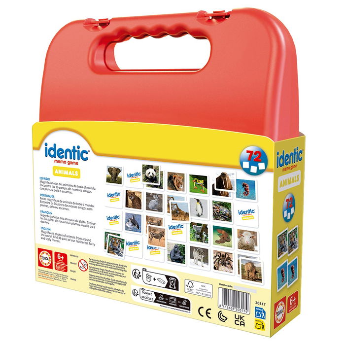Educa Identic Memo Game Animales 20317 Juego de Memoria para Niños +3 Años