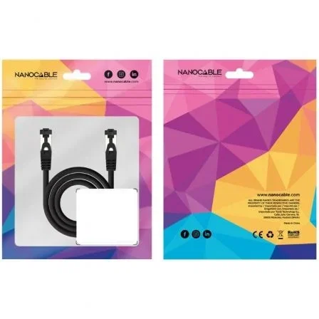 Nanocable Cable de Red RJ45 SSTP 10.20.2001-BK Cat.8.1/ 1m/ Negro/ 40 Gbps/ LSZH/ AWG26