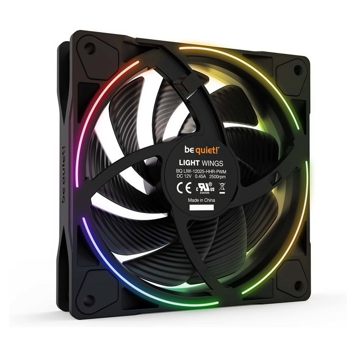 Be Quiet! LIGHT WINGS 120mm PWM high-speed ARGB Triple-Pack Ventilador 12cm 2500 RPM Negro 3 Unidades