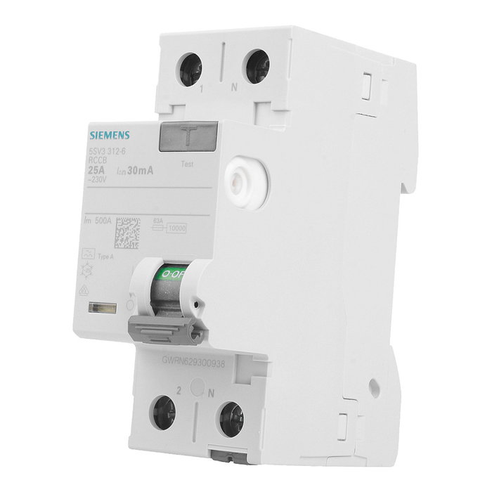 Siemens 5SV3312-6 Interruptor Diferencial Tipo A 25A 30mA 2TE Siemens 5SV3312-6 Interruptor Diferencial Tipo A 25A 30mA 2TE
