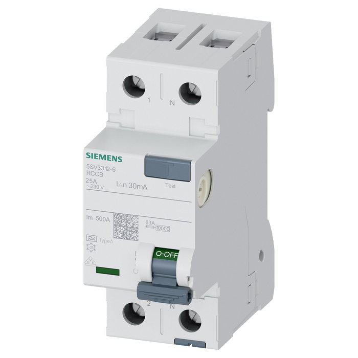 Siemens 5SV3312-6 Interruptor Diferencial Tipo A 25A 30mA 2TE Siemens 5SV3312-6 Interruptor Diferencial Tipo A 25A 30mA 2TE