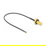 DeLOCK Antenna Cable SMA Buchse a MHF 4L LK Stecker, 20cm/0.2m, 1.37, Gewindelänge 10mm, spritzwassergeschützt, Negro