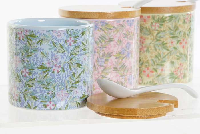 DKD Home Decor Azucarero de Dolomita Flores Surtido 3 Colores