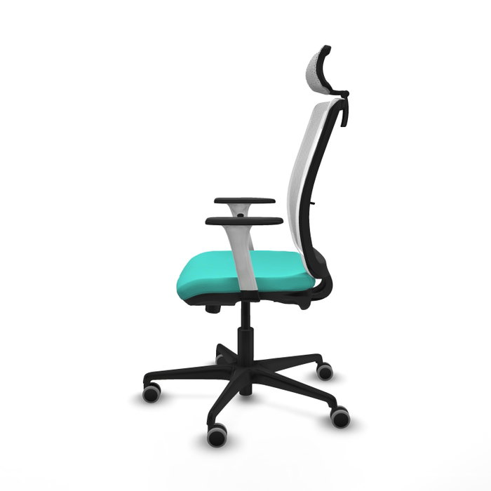 PIQUERAS Y CRESPO Silla de oficina Haches con mecanismo Sincro/Traslack Turquesa y Blanco